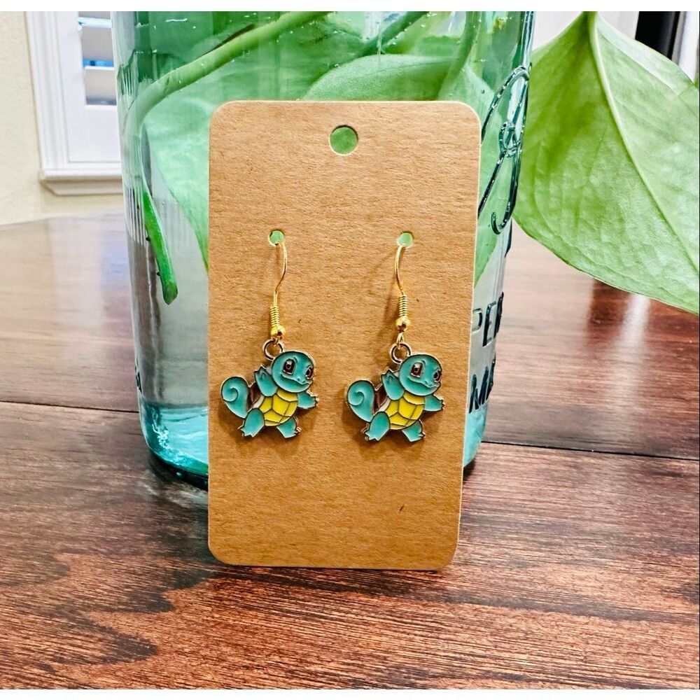 Pokémon Green and Yellow Squirtle Dangle Drop Earrings New